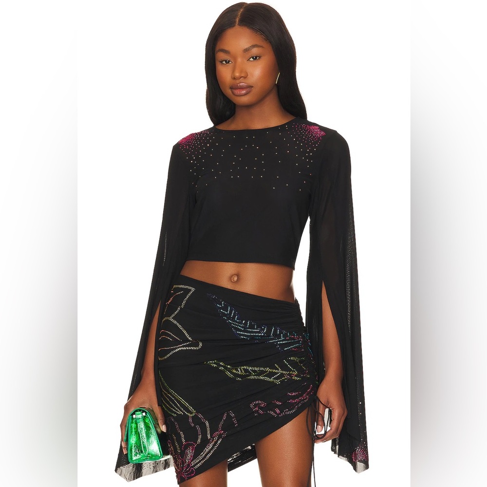 Rococo Sand Black Rhinestone Top - Size M
